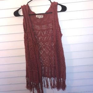 Pink Rose Fringe Sweater